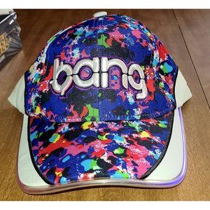 Bang Energy Drink Pink Purple LED Light Up Snapback Cap Hat Adult Paint Splatter
